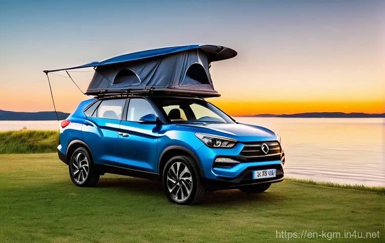 쌍용 토레스의 장거리 주행 성능 - **Prompt:** A cozy and spacious interior shot of a SsangYong Torres SUV on a scenic highway. In the ...