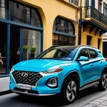 쌍용 코란도와 현대 캐스퍼 비교 - **Urban Agility: The Hyundai Casper's City Charm**
    A vibrant, eye-level street photography shot ...