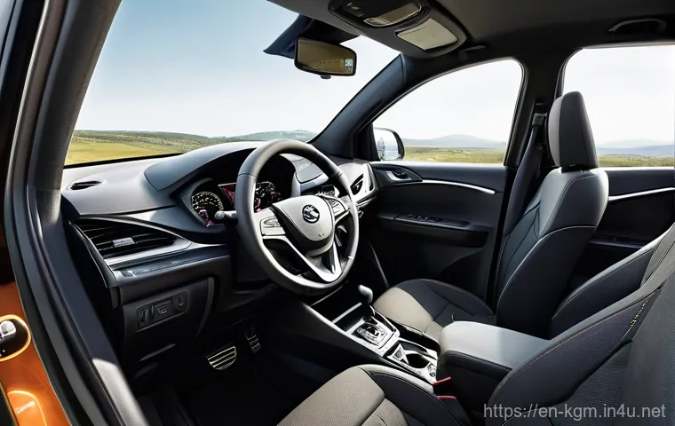 쌍용 코란도의 가족 차량 활용도 - Prompt 1: Modern Family Interior Comfort**