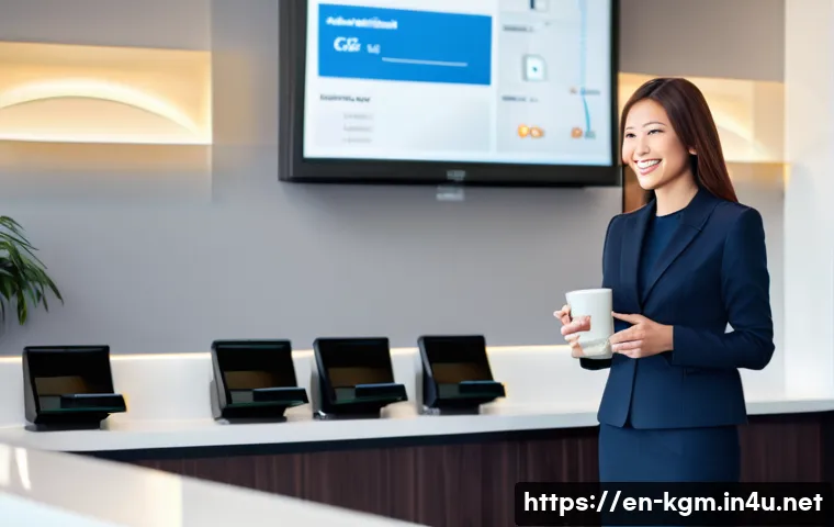 쌍용 렉스턴의 서비스센터 만족도 - **Prompt**: A bright, contemporary car dealership service center interior, showcasing a sleek, dark-...